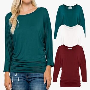 NWOT-Elegant Teal, White, and Burgundy Women's Tops XL